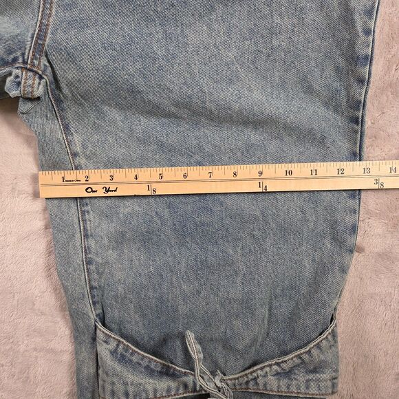 Cider Bow Knot Buckle Up Mid Rise Wide Leg Denim Overalls Jumpsuit Large NWT - Picture 7 of 8
